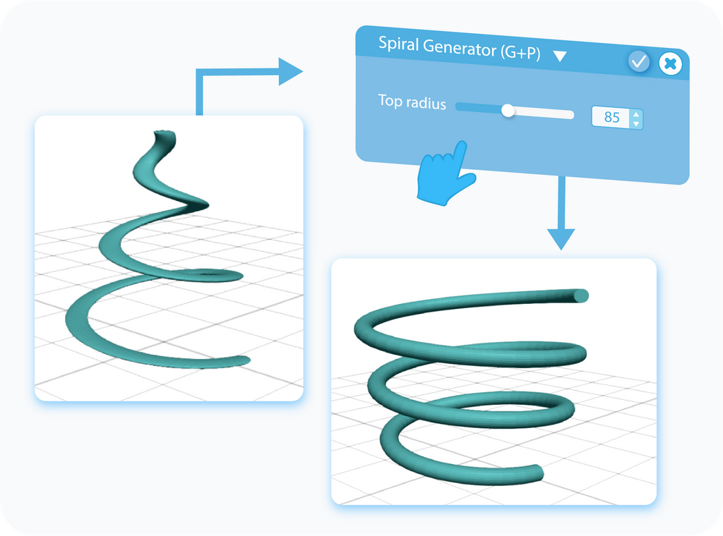 Customizing the Top Radius for Spiral Generator with slider or text-box